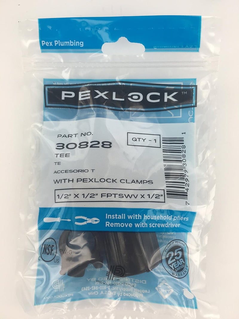 Flair-It PEXLOCK 30828 Tee, 1/2" x 1/2" FPT SWV x 1/2", Black - Image 2